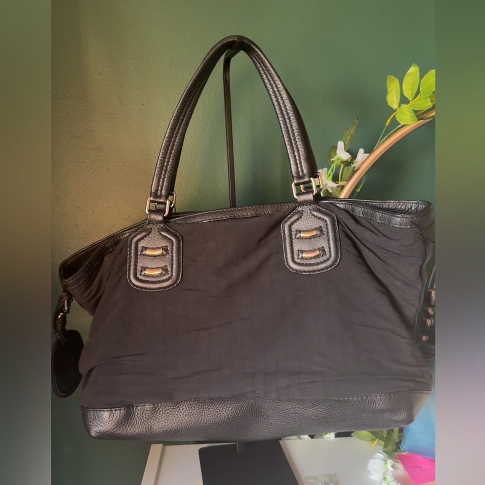 Gucci Large Nylon and Leather Satchel Bag